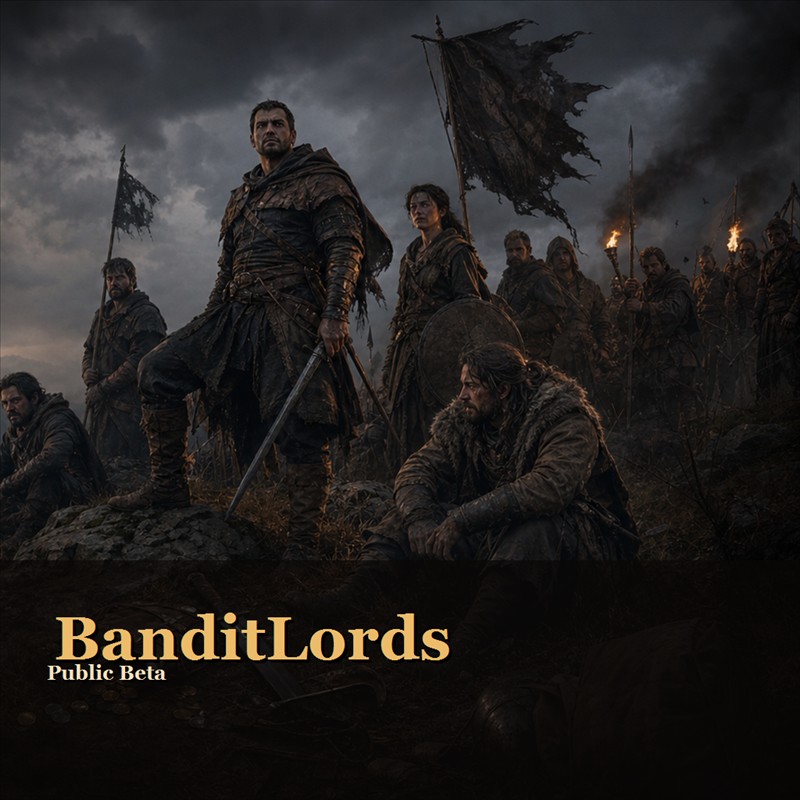 BanditLords public beta Workshop cover showing a bandit warband